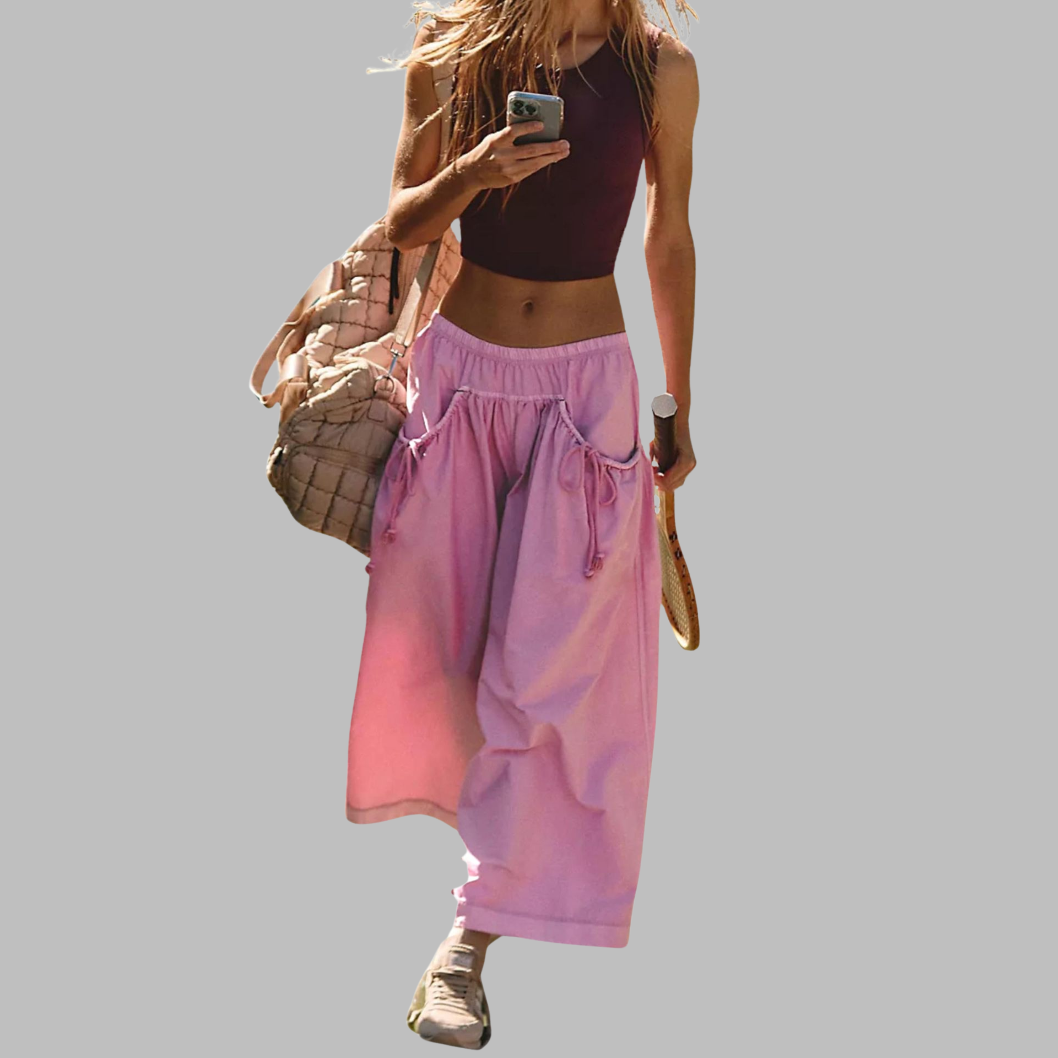 APPLE™ – Casual parachute cargo broeken met wijde pijpen