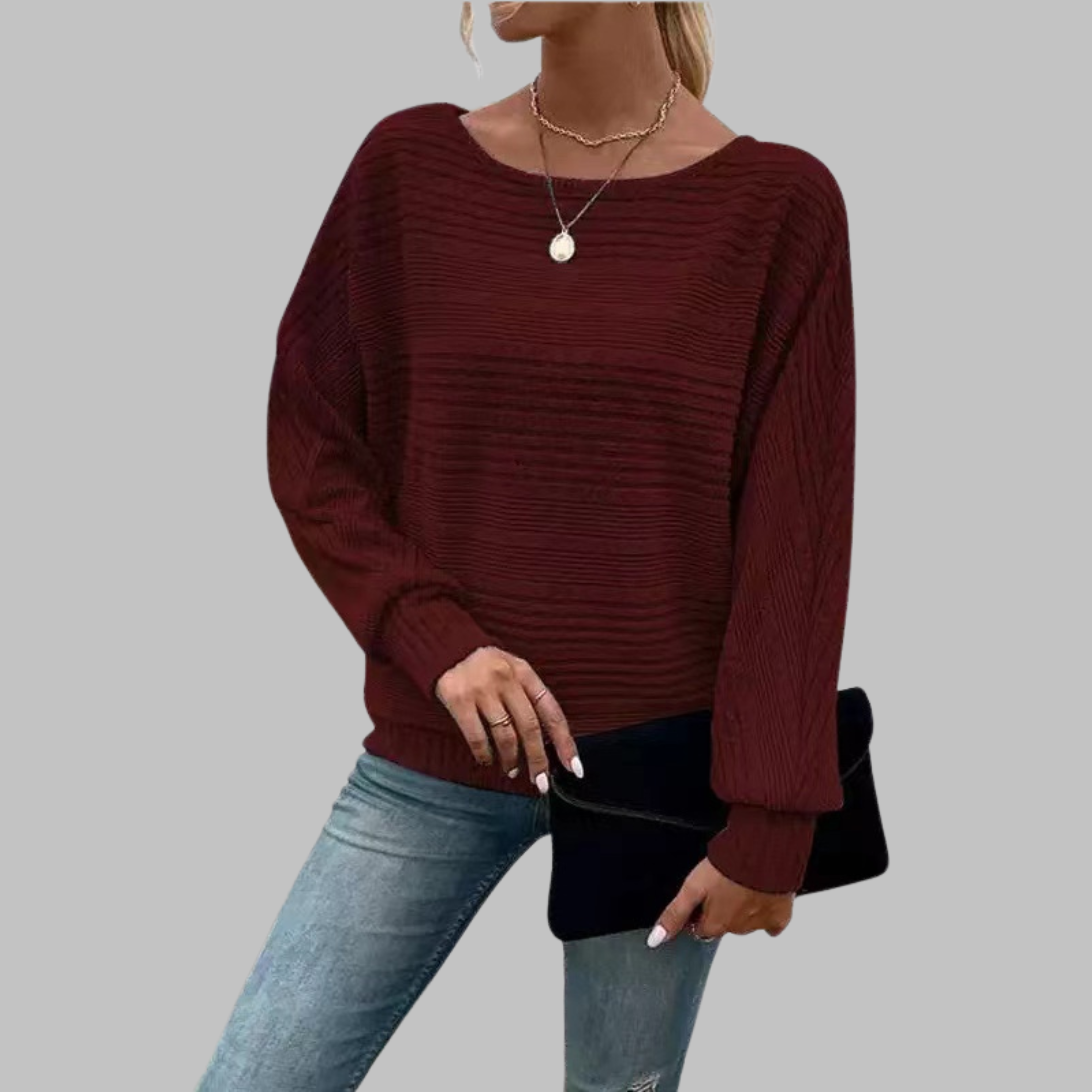 PERLITA™ - Casual top met ronde hals en lange mouwen