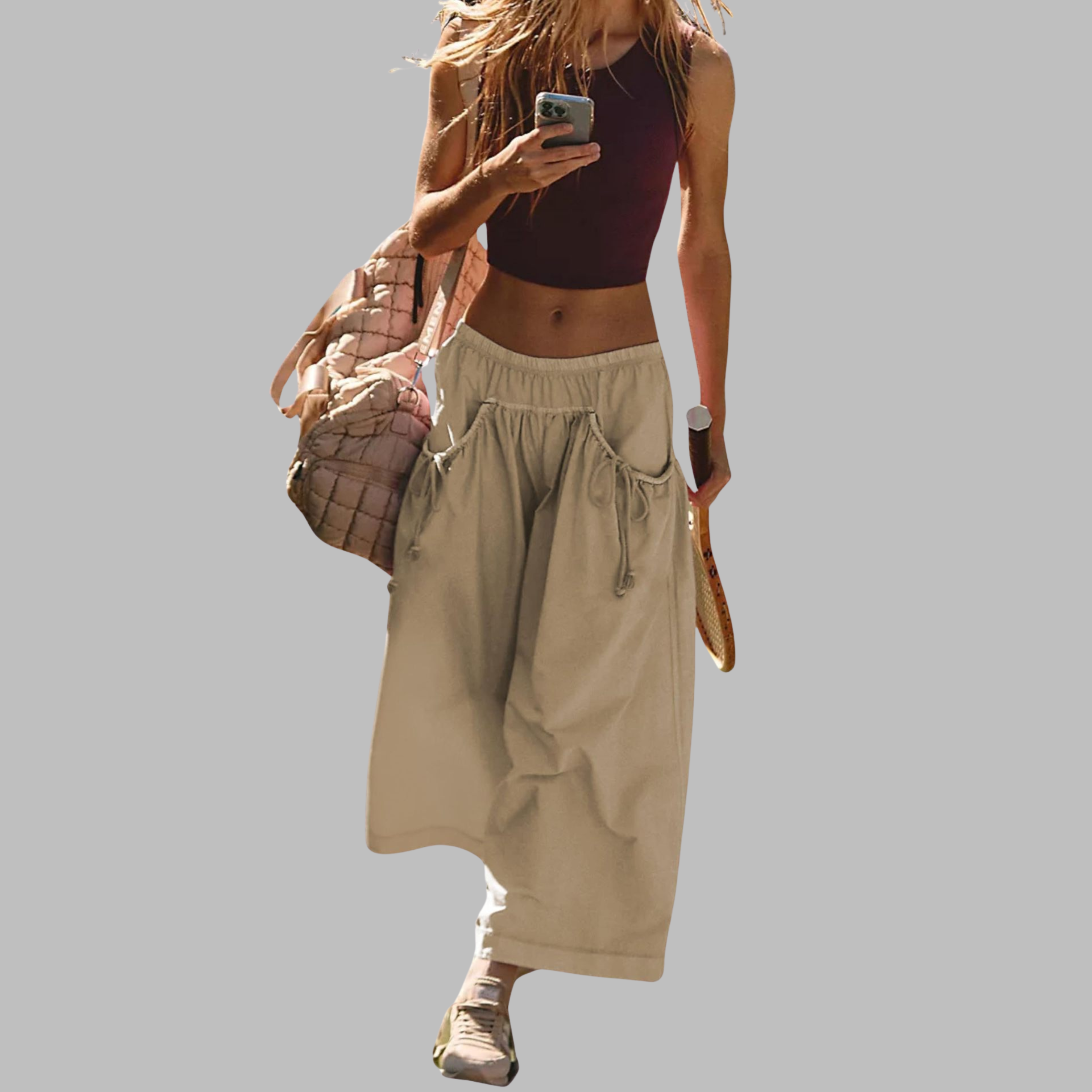 APPLE™ – Casual parachute cargo broeken met wijde pijpen