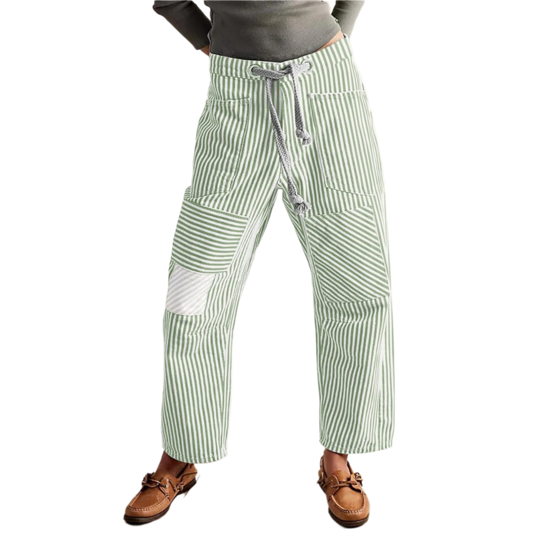 PERLAH™ – Chique gestreepte brede broek met trekkoord