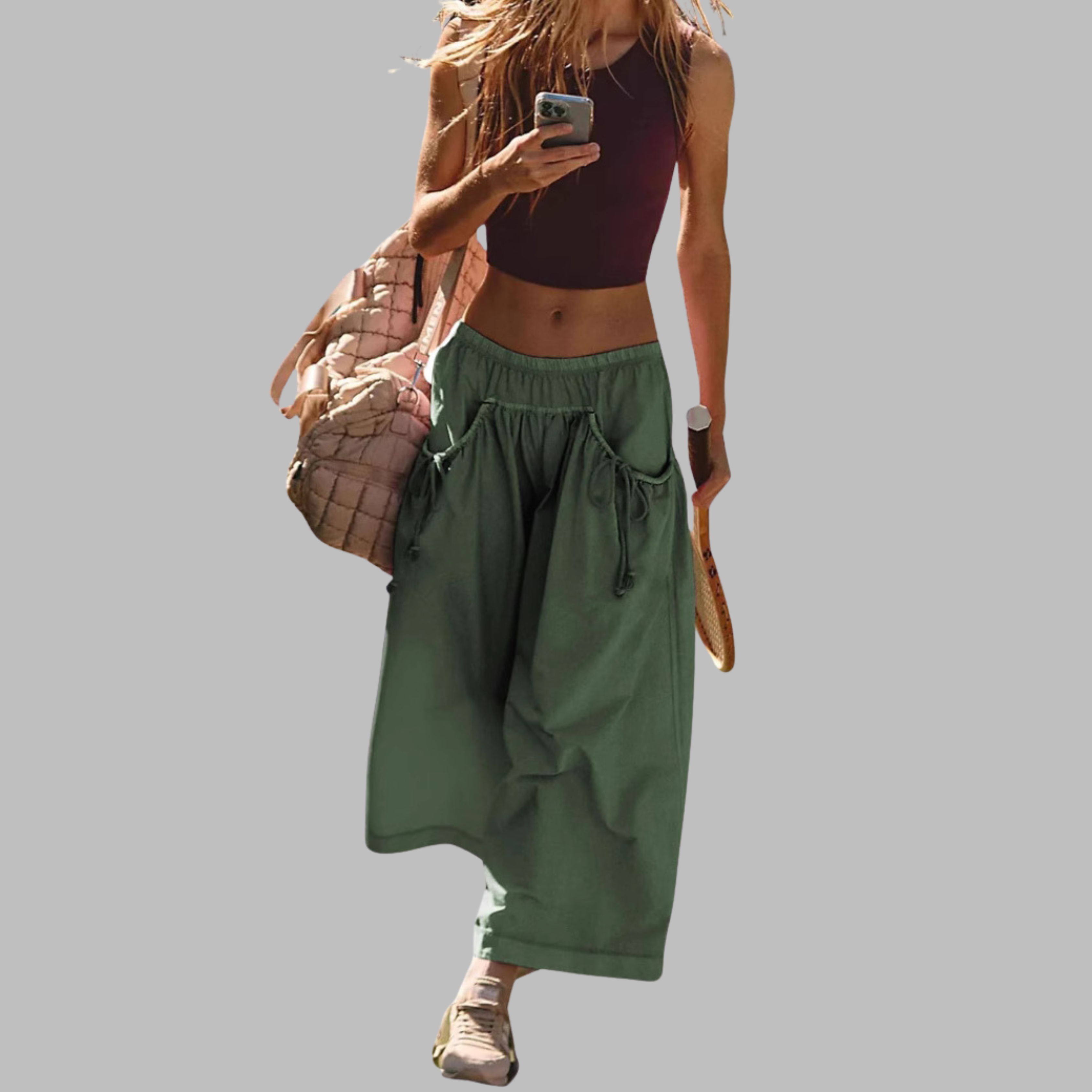 APPLE™ – Casual parachute cargo broeken met wijde pijpen