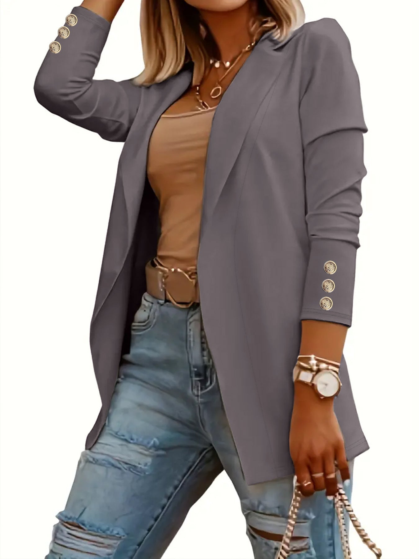 ODIN™ - Casual blazer met lange mouwen en een voorkantopening