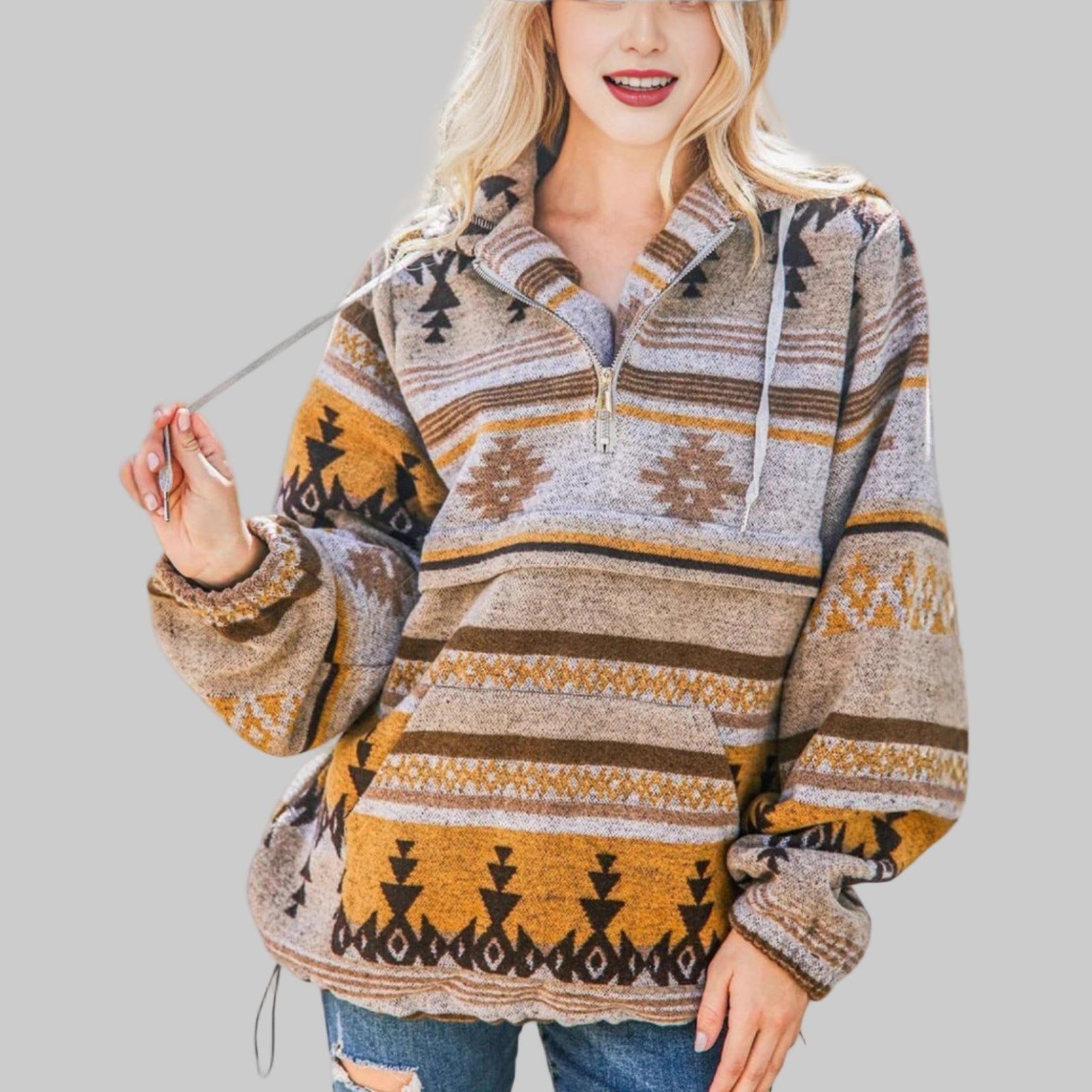 SAKU™ - Overmaatse en comfortabele hoodie met rits en lange mouwen