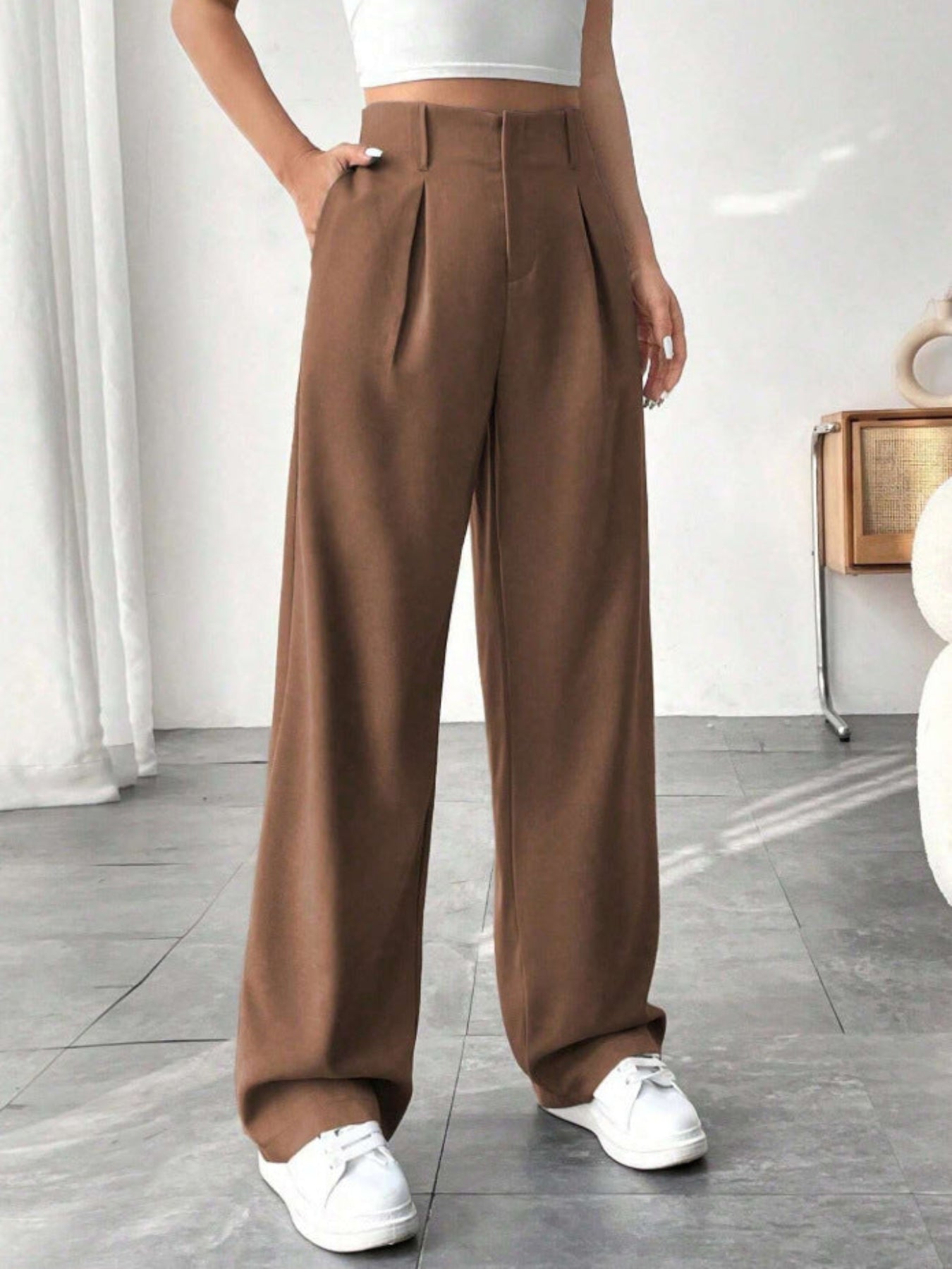 BELISIMA™ – Elegante Brede Pantalon met Plissé voor op het Werk