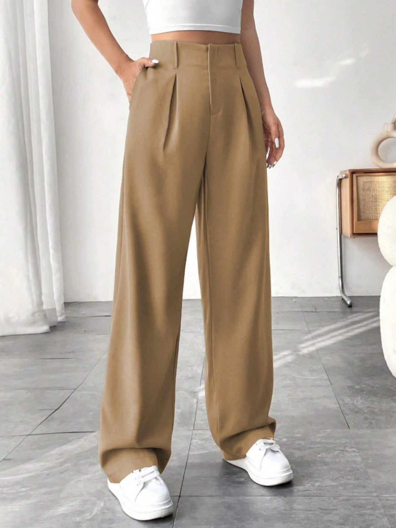 BELISIMA™ – Elegante Brede Pantalon met Plissé voor op het Werk