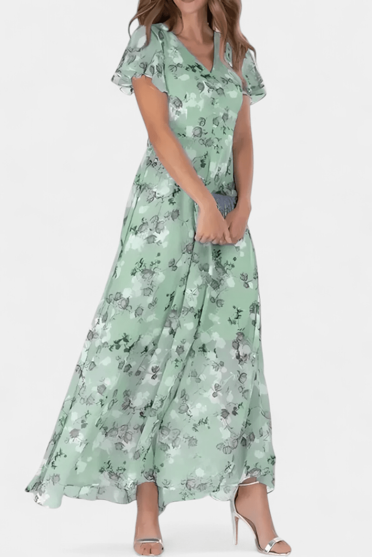 Amara | Maxi Jurk met Bloemenprint en Volants