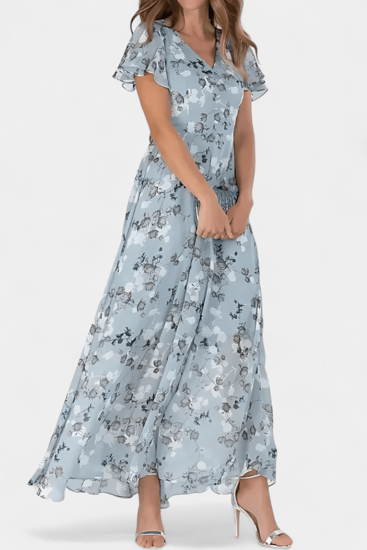 Amara | Maxi Jurk met Bloemenprint en Volants