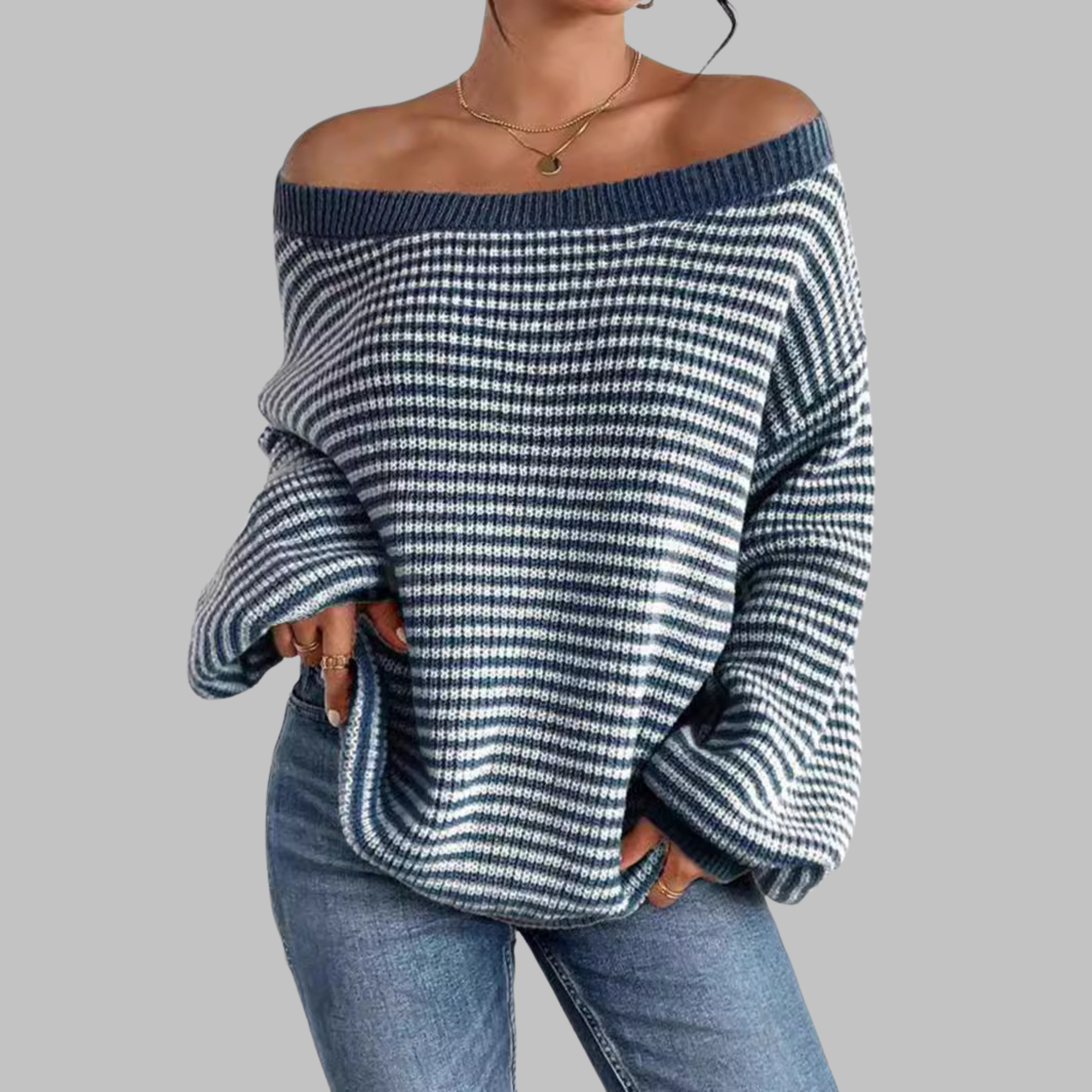 QUILLA™ - Casual gestreepte trui met drop-shoulder en lange mouwen