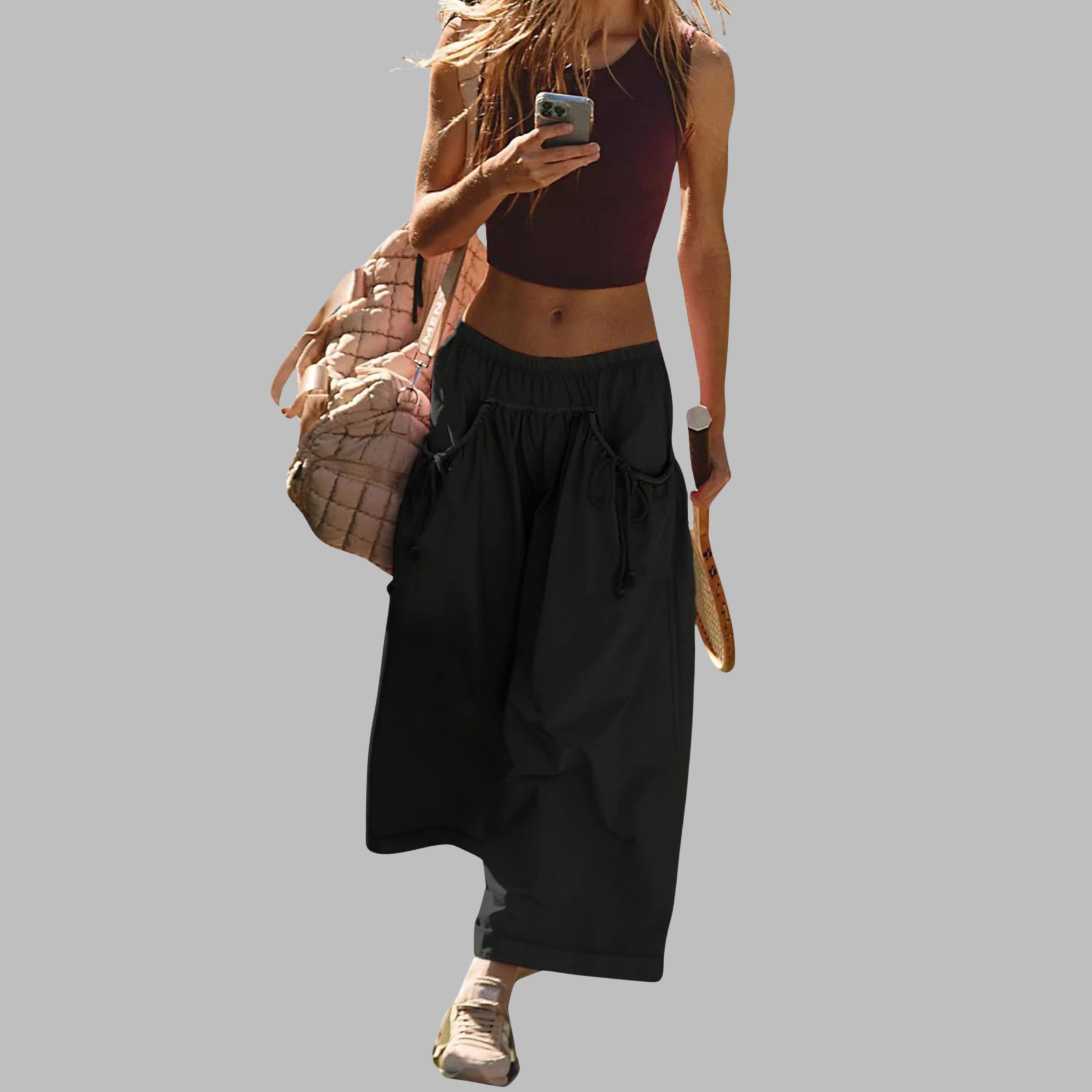 APPLE™ – Casual parachute cargo broeken met wijde pijpen