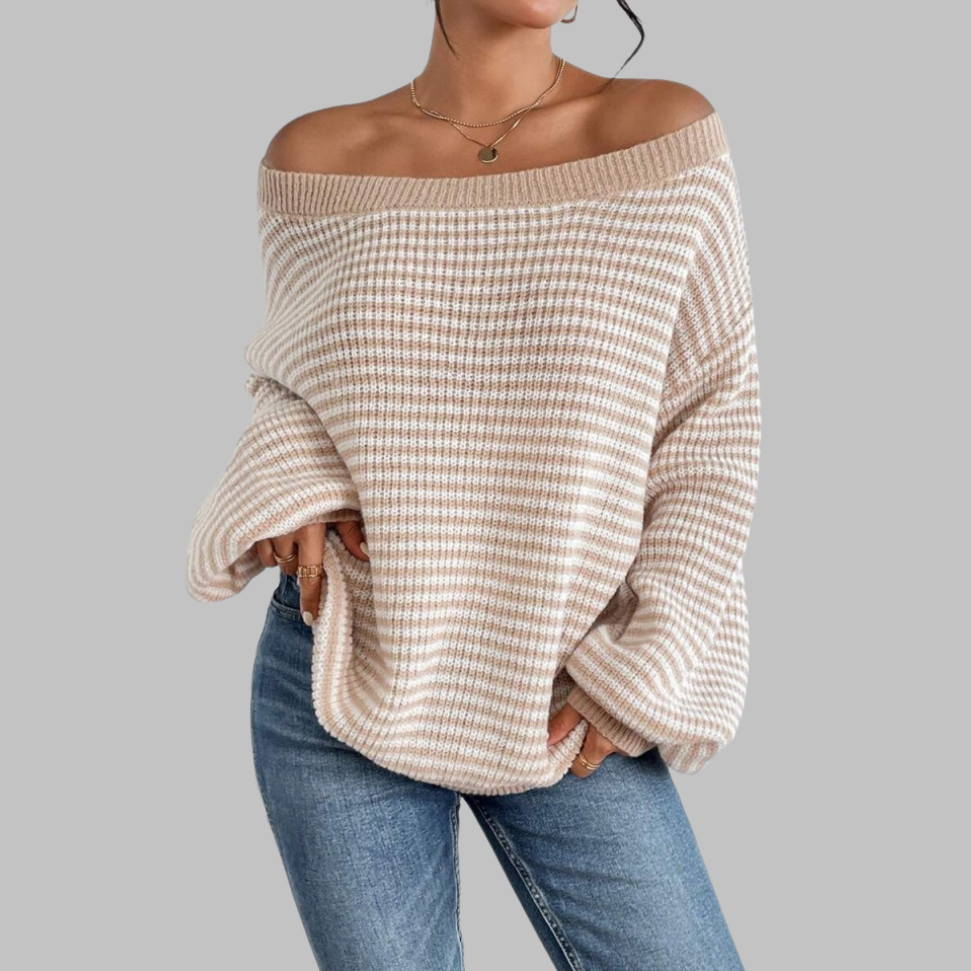 QUILLA™ - Casual gestreepte trui met drop-shoulder en lange mouwen