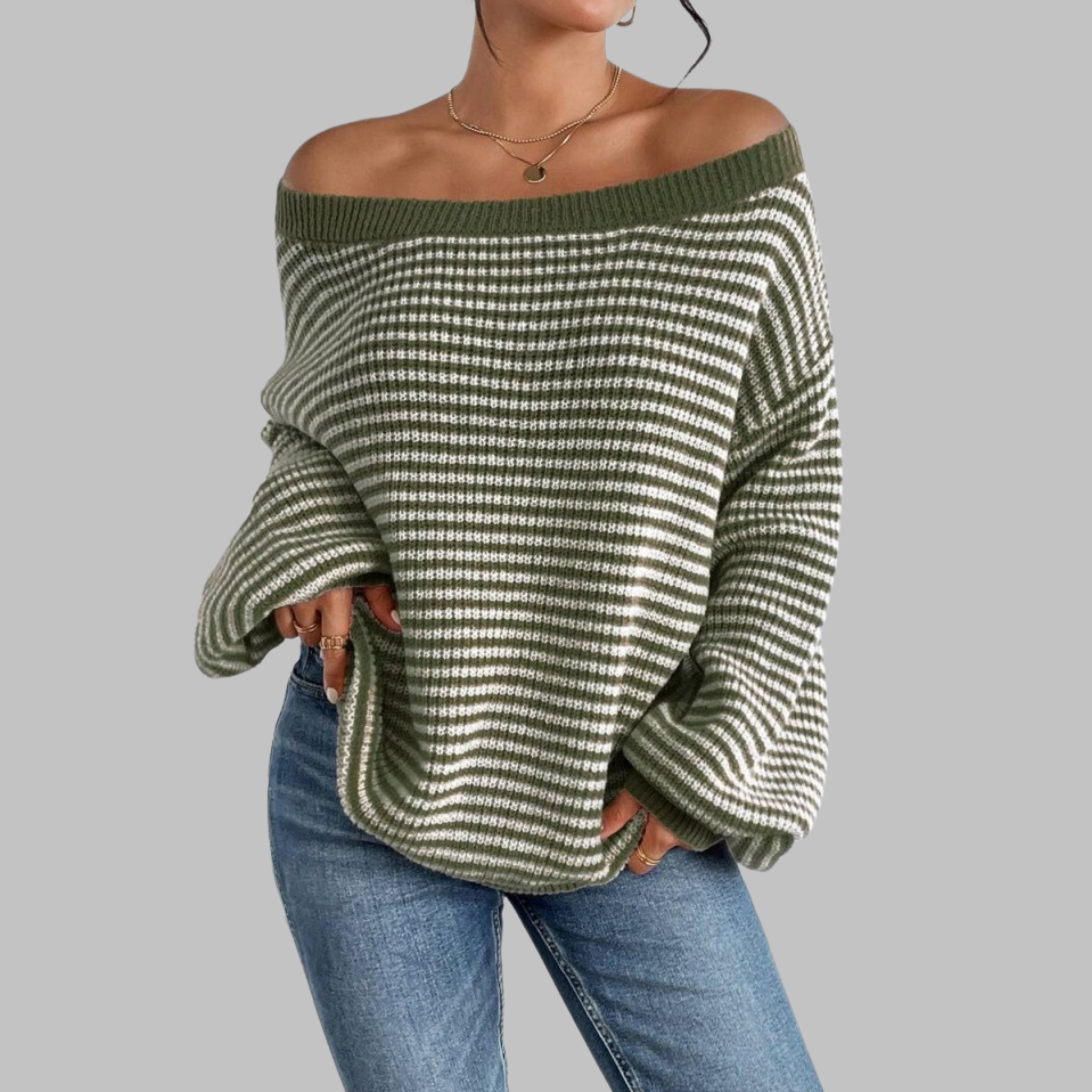 QUILLA™ - Casual gestreepte trui met drop-shoulder en lange mouwen