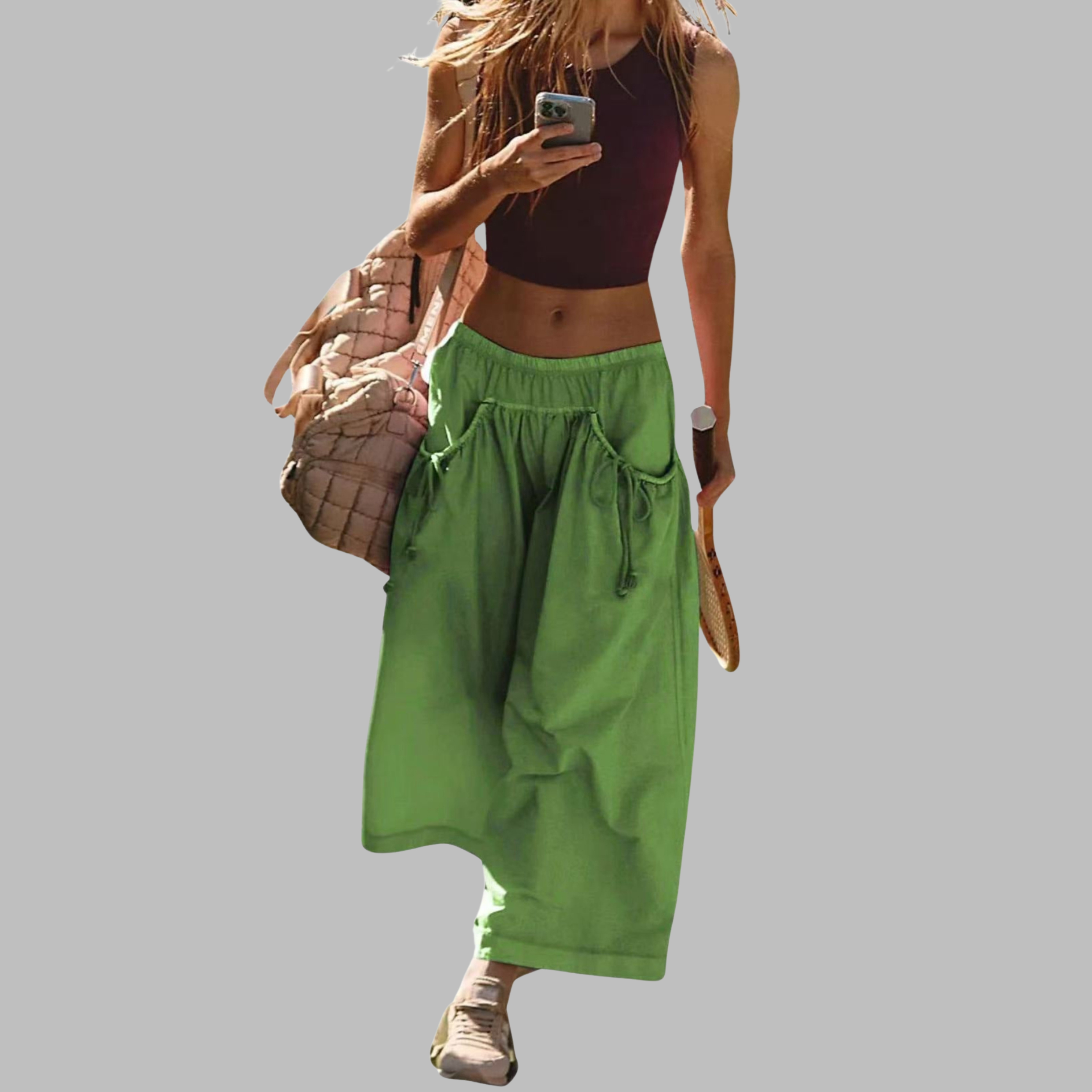 APPLE™ – Casual parachute cargo broeken met wijde pijpen