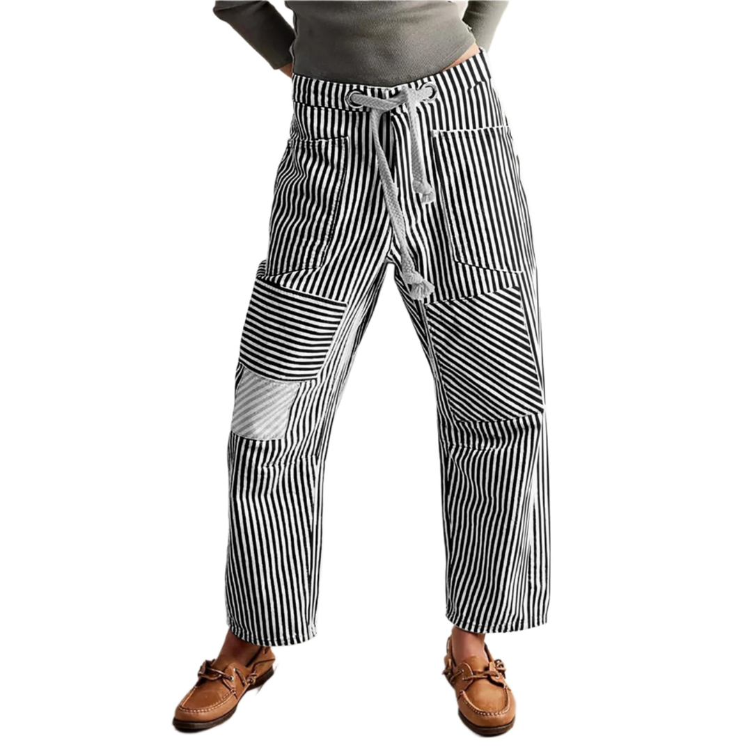 PERLAH™ – Chique gestreepte brede broek met trekkoord