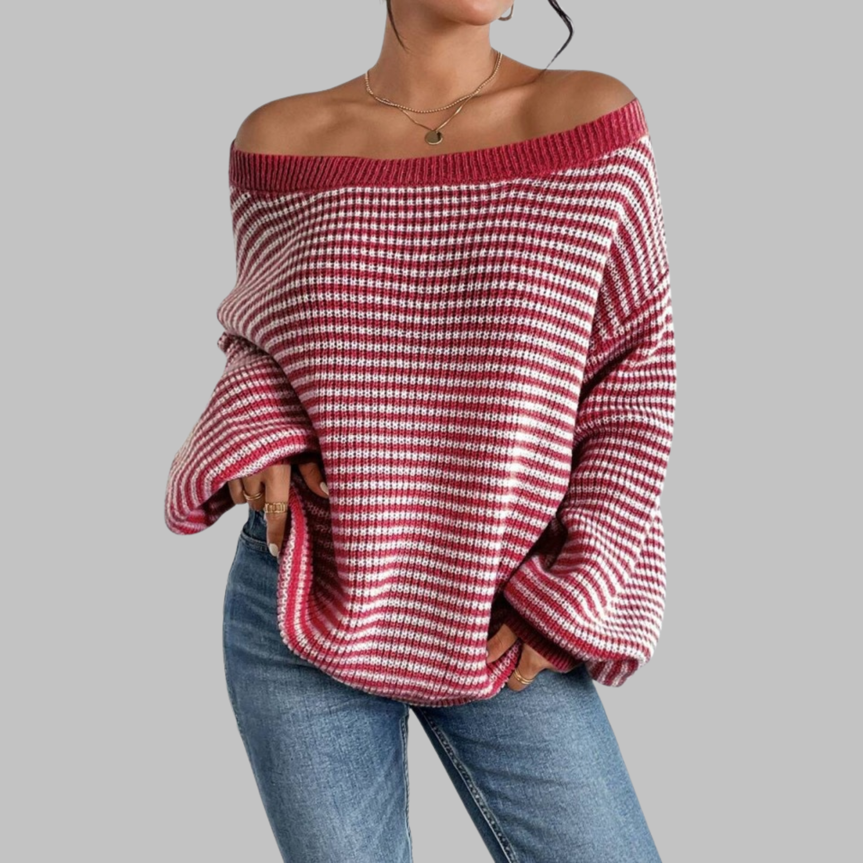 QUILLA™ - Casual gestreepte trui met drop-shoulder en lange mouwen