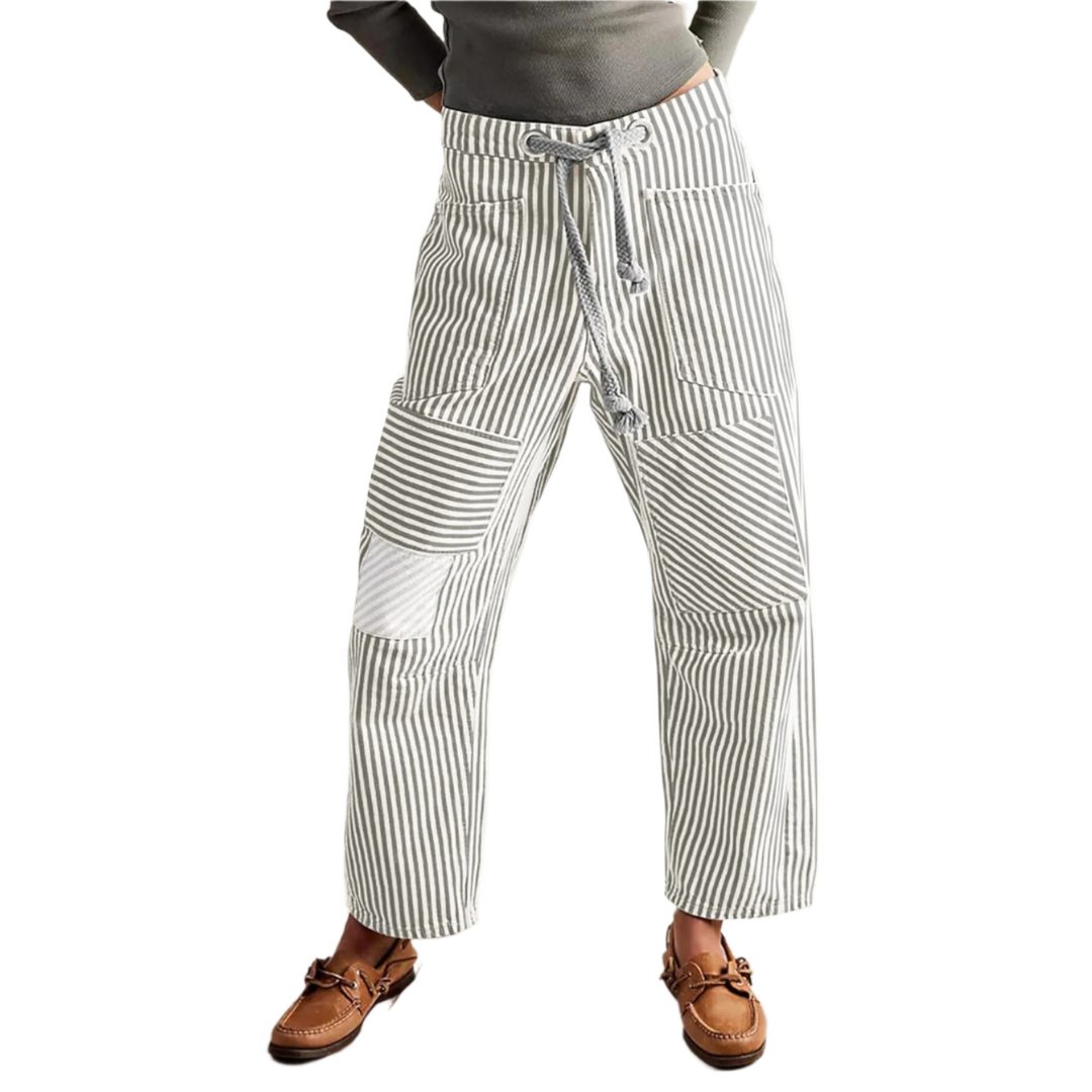 PERLAH™ – Chique gestreepte brede broek met trekkoord