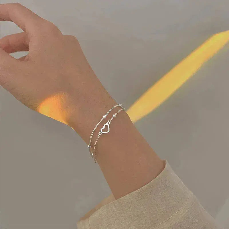 Verstelbare Zilveren Armband in Hartvorm