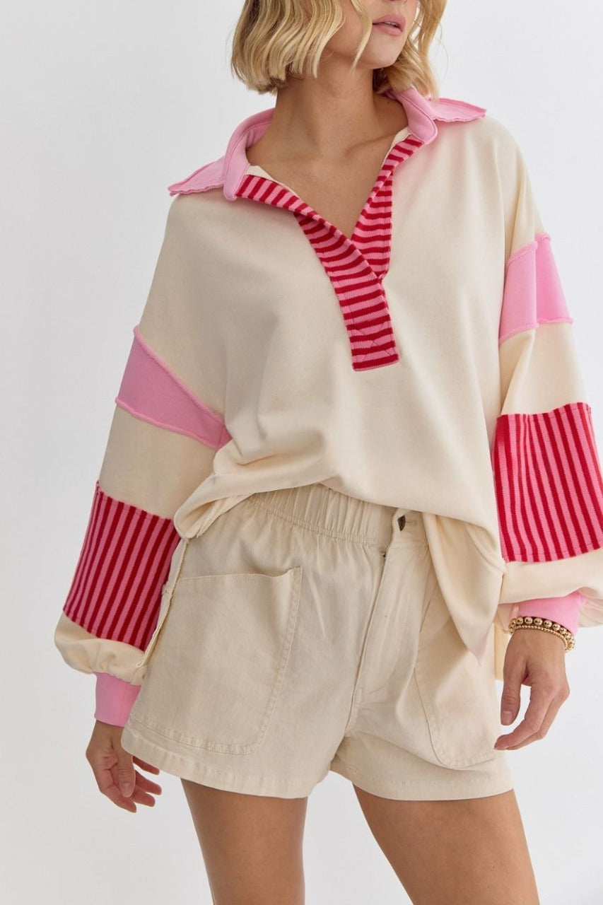 WAMAL™ - Lange sweatshirt met lange mouwen en oversized V-hals