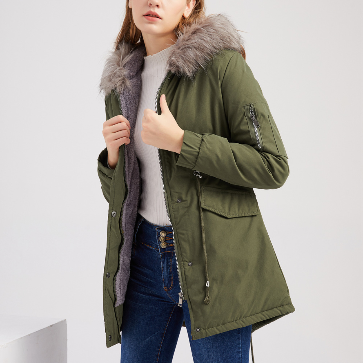 MARINA™ | Parka en Warme Velours met Afwerkingen