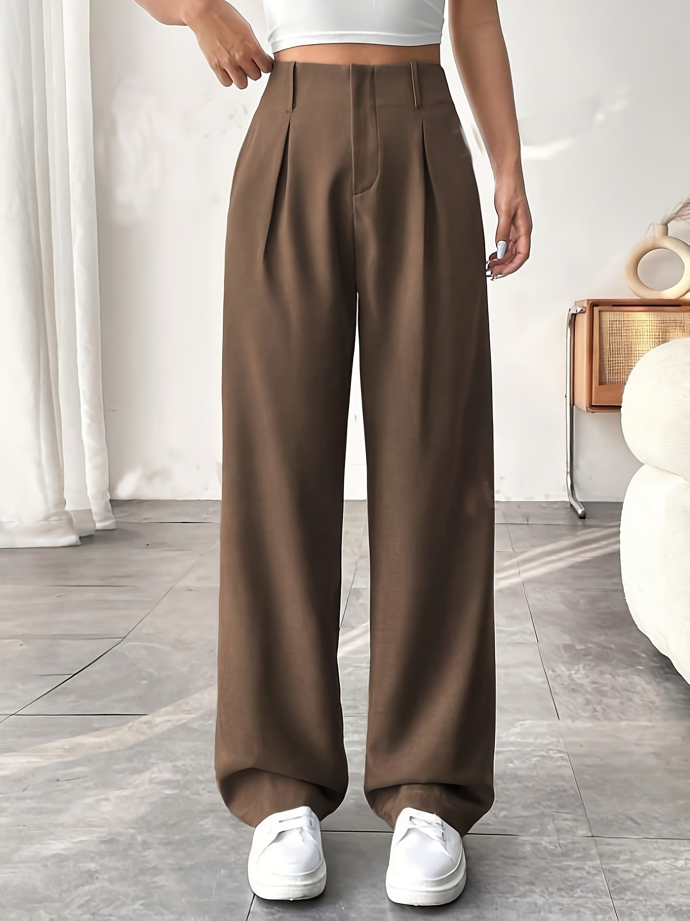 BELISIMA™ – Elegante Brede Pantalon met Plissé voor op het Werk