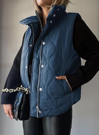 PAMMY™ - Klassiek gewatteerd gilet met knopen en rits met kraag