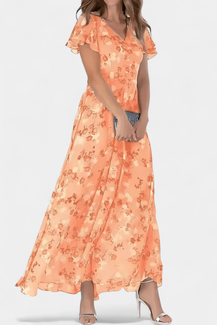 Amara | Maxi Jurk met Bloemenprint en Volants