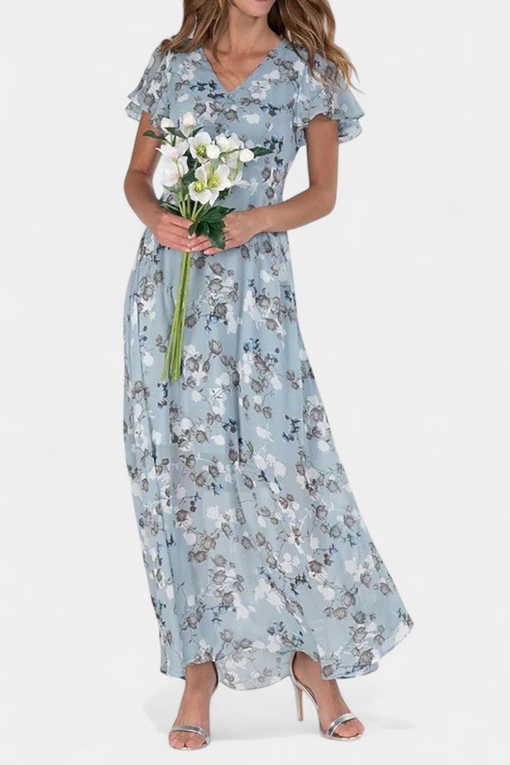 Amara | Maxi Jurk met Bloemenprint en Volants