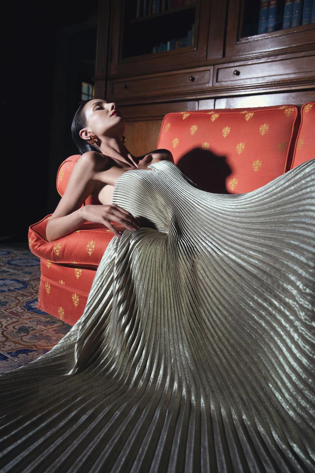 Andreia | Maxijurk A-Lijn Plissé Zonder Mouwen