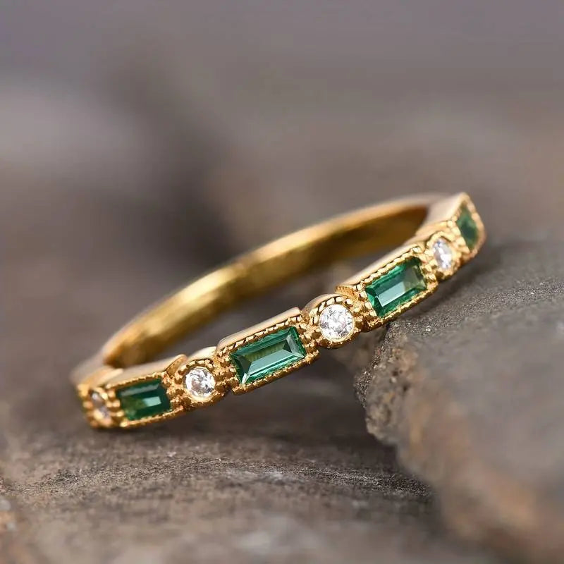 Vintage Groene Zirkonia Ring